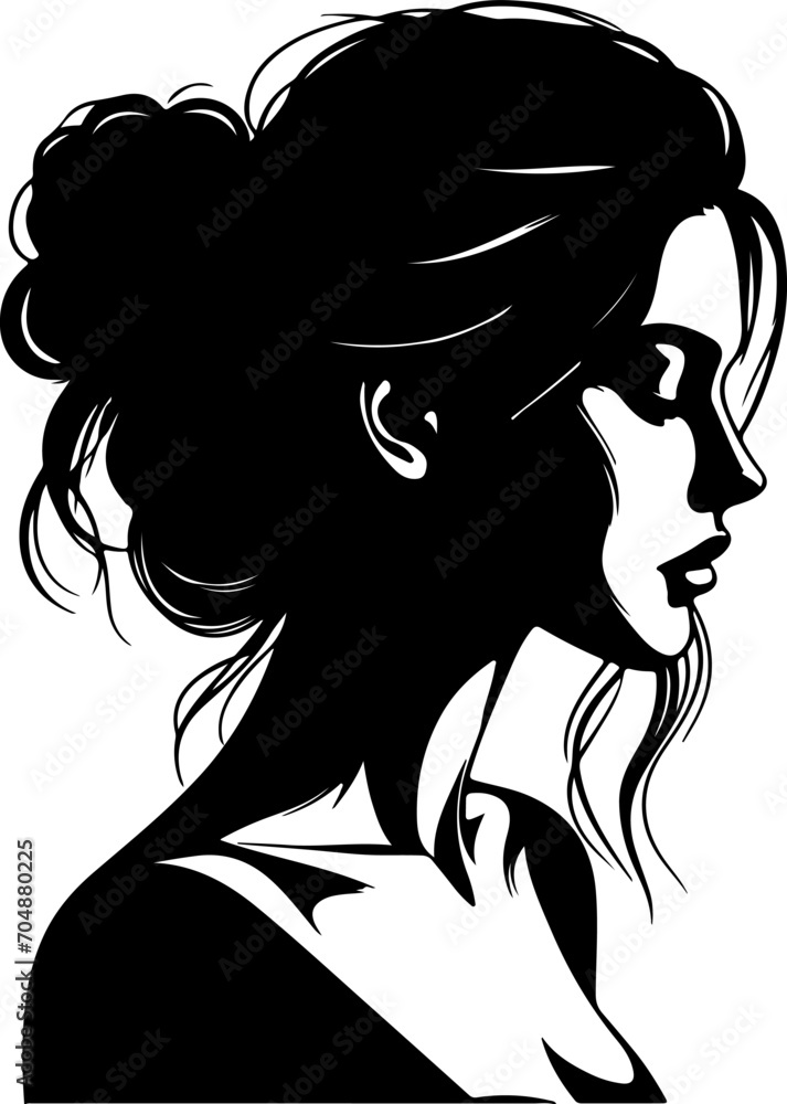 vector silhouette of woman's head side view. side view of silhouette person. women's hairstyles. silhouette of the face from the side vector silhouette of woman's head side view. side view of silhouette person. women's hairstyles. silhouette of the face from the side