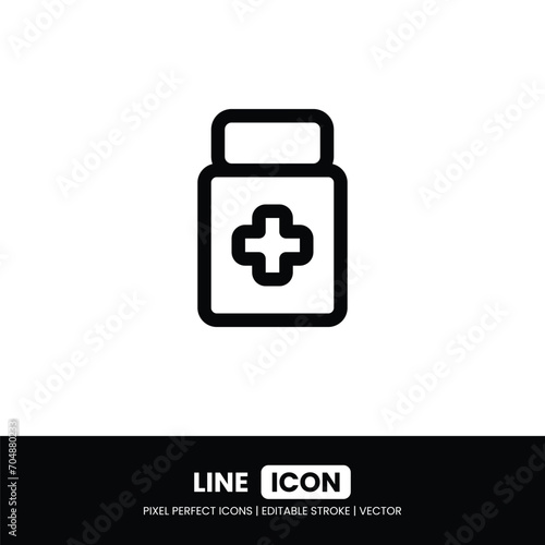 Medicine bottle icon pixel perfect | Vector outline illustration