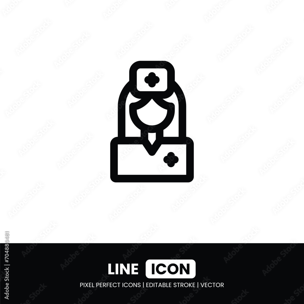 Nurse icon pixel perfect | Vector outline illustration Nurse icon pixel perfect | Vector outline illustration
