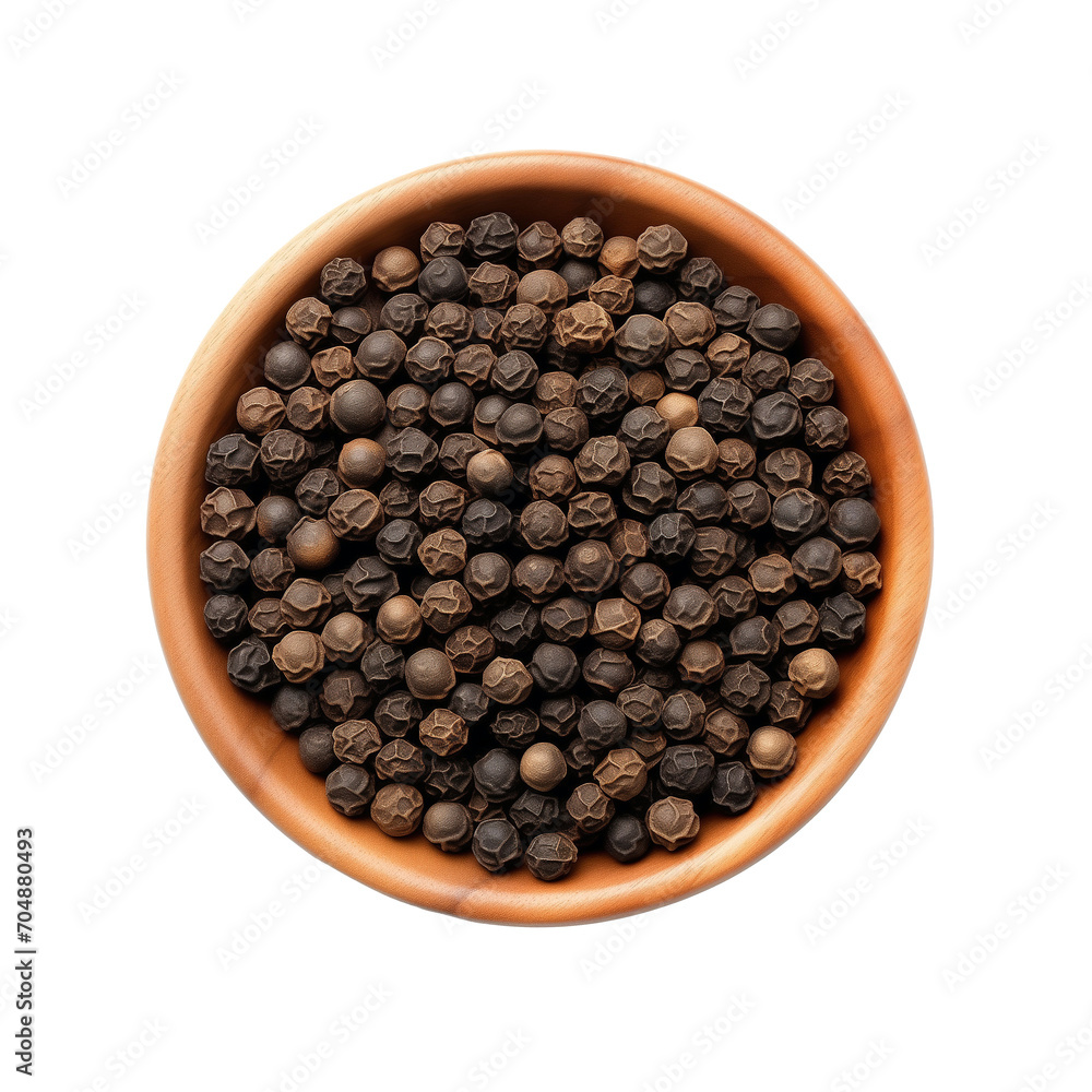 Black pepper in a bowl isolated on white background Black pepper in a bowl isolated on white background