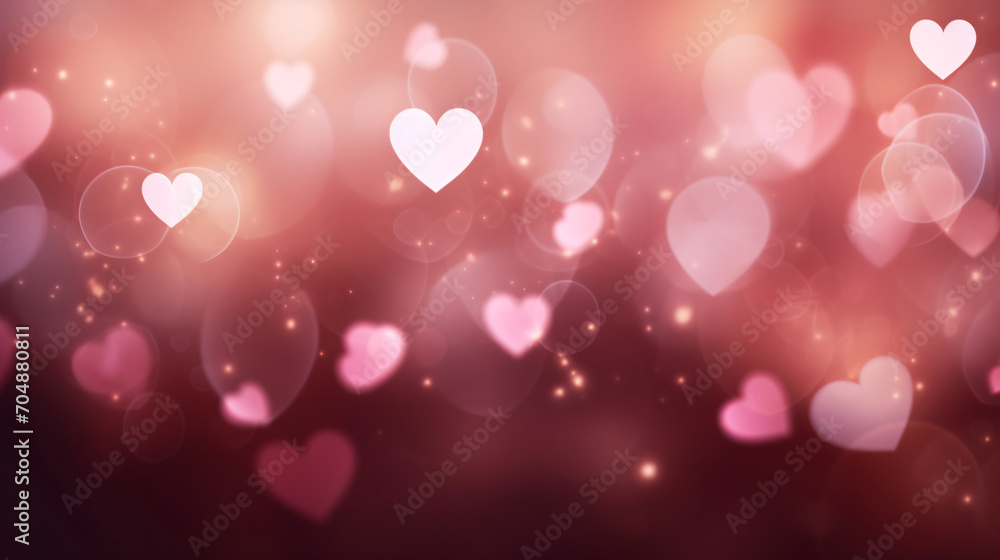 Bokeh blurred background with hearts