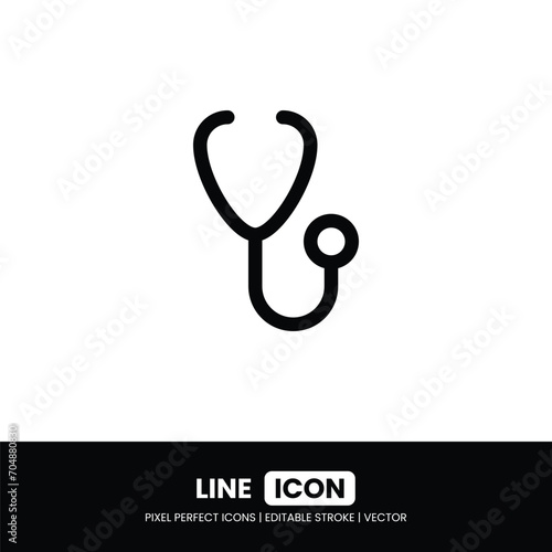 Stethoscope icon pixel perfect | Vector outline illustration