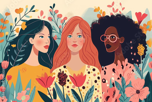 Women day - Three Women illustration - AI Generative