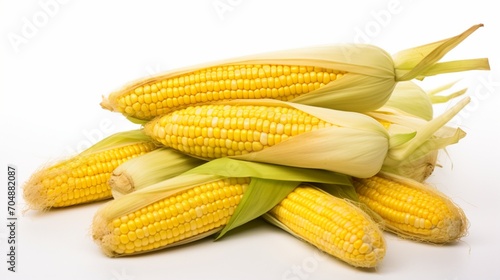 a pile of ears of corn against a white background.