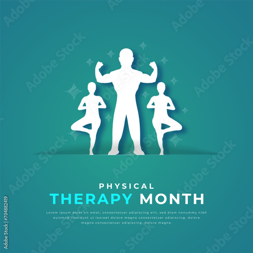 Physical Therapy Month Paper cut style Vector Design Illustration for Background, Poster, Banner, Advertising, Greeting Card