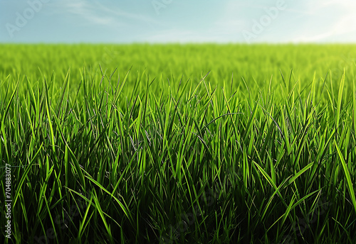 Photo of green fake grass texture , pattern , background design
