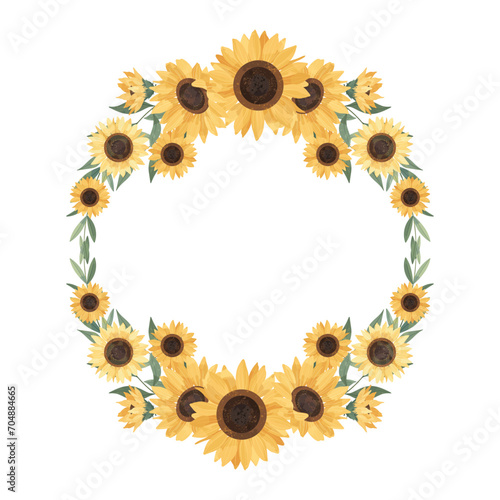 Fototapeta Naklejka Na Ścianę i Meble -  Yellow Sun Wreath Flower Frame Background