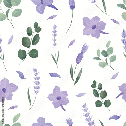 Purple Lavender Seamless Pattern Flower Frame Background