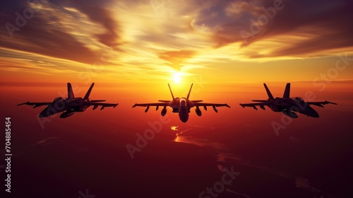 F18 Super Hornet at sunset, Wallpaper, Generative AI