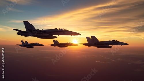 F18 Super Hornet at sunset, Wallpaper, Generative AI
