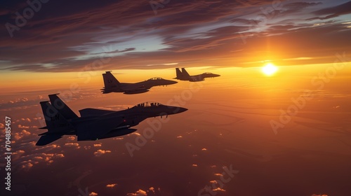 F15 Eagle Strike at sunset, Wallpaper, Generative AI