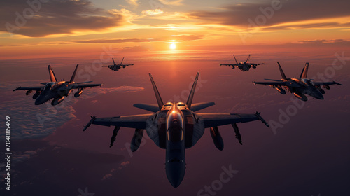 F18 Super Hornet at sunset, Wallpaper, Generative AI