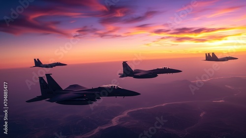 F15 Eagle Strike at sunset, Wallpaper, Generative AI