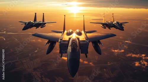 F15 Eagle Strike at sunset, Wallpaper, Generative AI