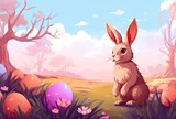 Beautiful cute Easter background illustration