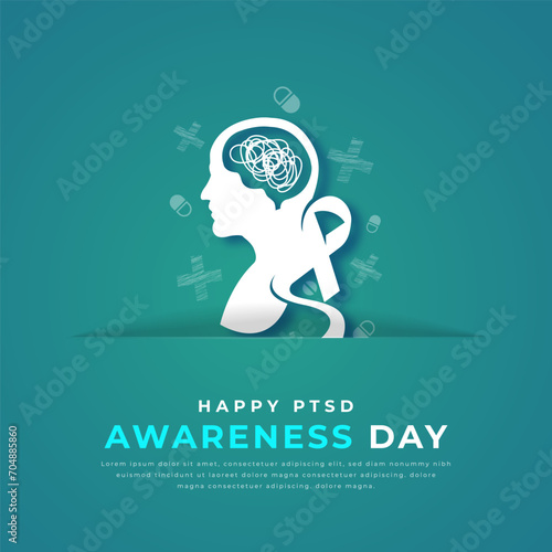 Happy PTSD Awareness Day Paper cut style Vector Design Illustration for Background, Poster, Banner, Advertising, Greeting Card