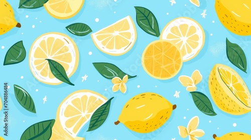 Slice or piece lemon on summer background