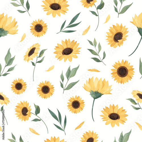 Yellow Sun Seamless Pattern Flower Frame Background photo