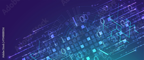 Handmade abstract technology concept. Circuit board, high computer color background. Vector illustration with space for content, web - template, business tech presentation.