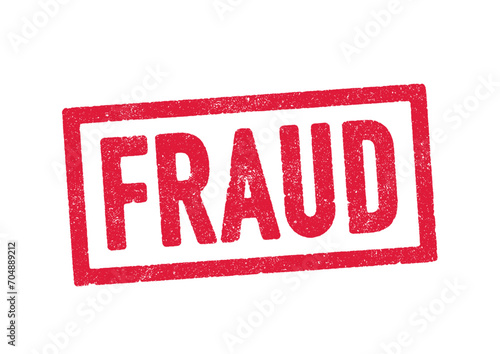 Vector illustration of the word Fraud in red ink stamp