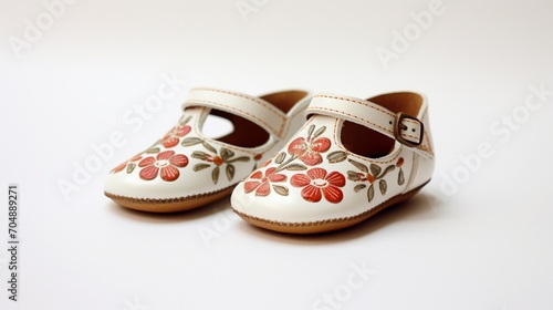 an adorable visual of baby's chapal shoes, their tiny and charming designs perfectly suited for little feet, displayed on a clean white surface, evoking a sense of warmth and cuteness.