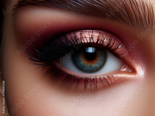 Close-up of woman eye with beautiful eyes makeup