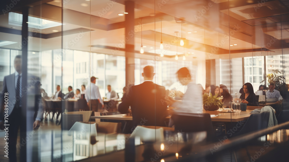 Fototapeta premium Businessman and businesswoman talking in office during conference in board room