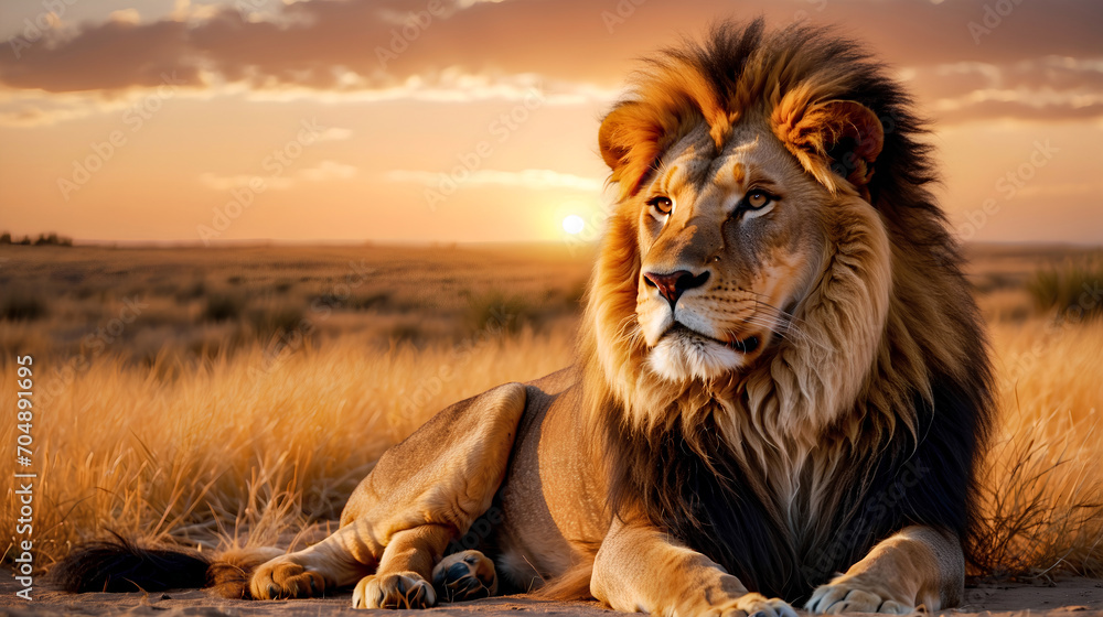 Majestic Lion Artwork, Powerful Lion Portrait, Regal King of the Jungle