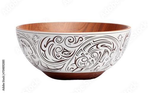 Ceramic Bowl with Mathematical Design Isolated on Transparent Background PNG.