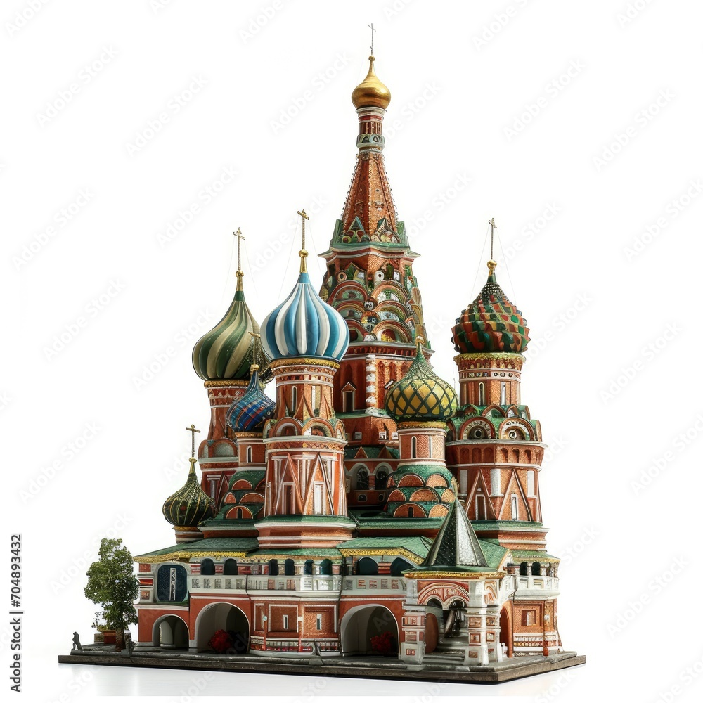 St. Basil's Cathedral in Moscow miniature replica, isolated on white background