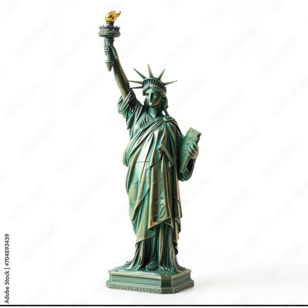 Fototapeta premium Statue of Liberty in New York miniature replica, isolated on white background