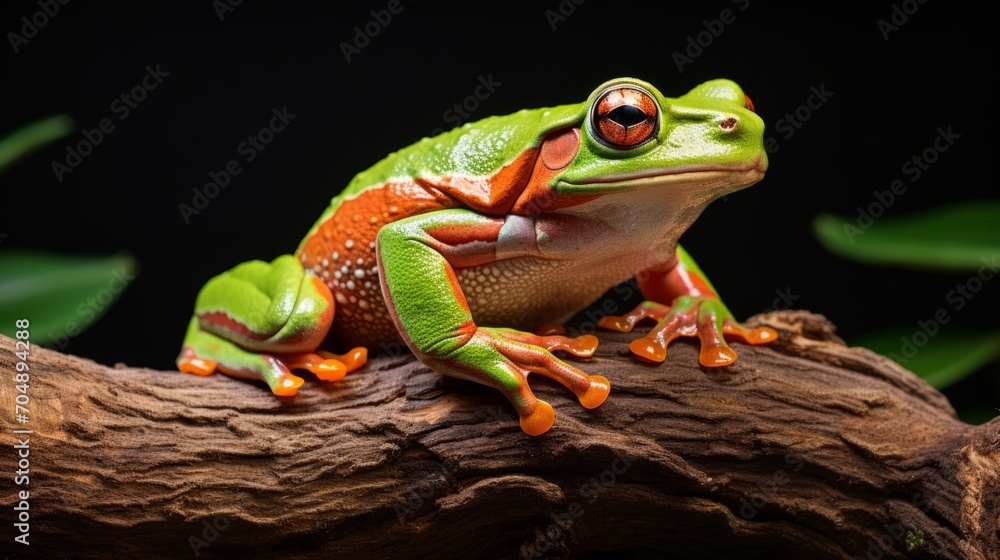 Obraz premium Close-up of Japan tree frog on a branch In the wild.