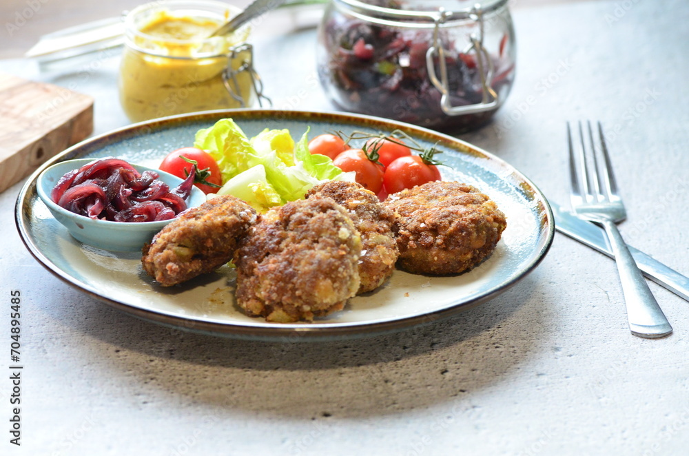 Fototapeta premium a traditional Czech dish of fried meatballs, minced meat with vegetables,