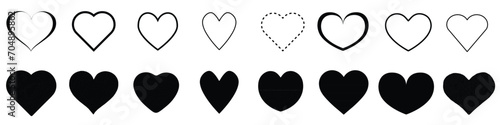 Valentines day. Heart. Black heart set. Shapes of hearts - stock vector