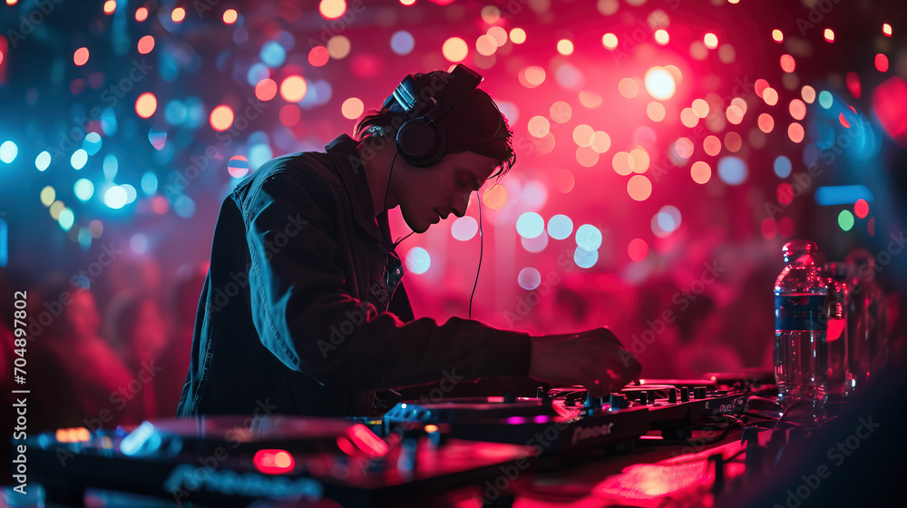 DJ at a youth party. DJ at a youth party.