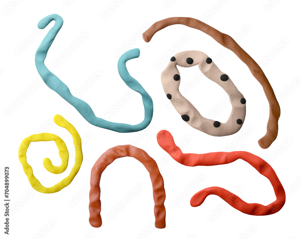 Plasticine curved strips. Modeling clay.