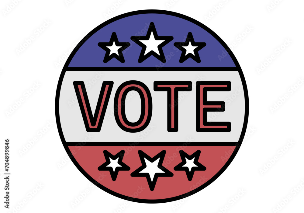Icono de pegatina de votar en elecciones de estados unidos de américa. Icono de pegatina de votar en elecciones de estados unidos de américa.