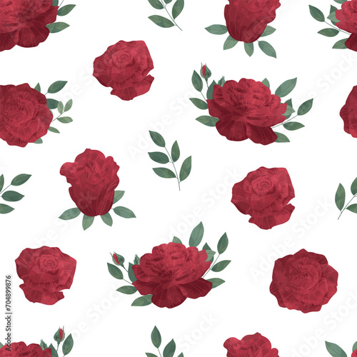 Red Rose Seamless Pattern Flower Frame Background