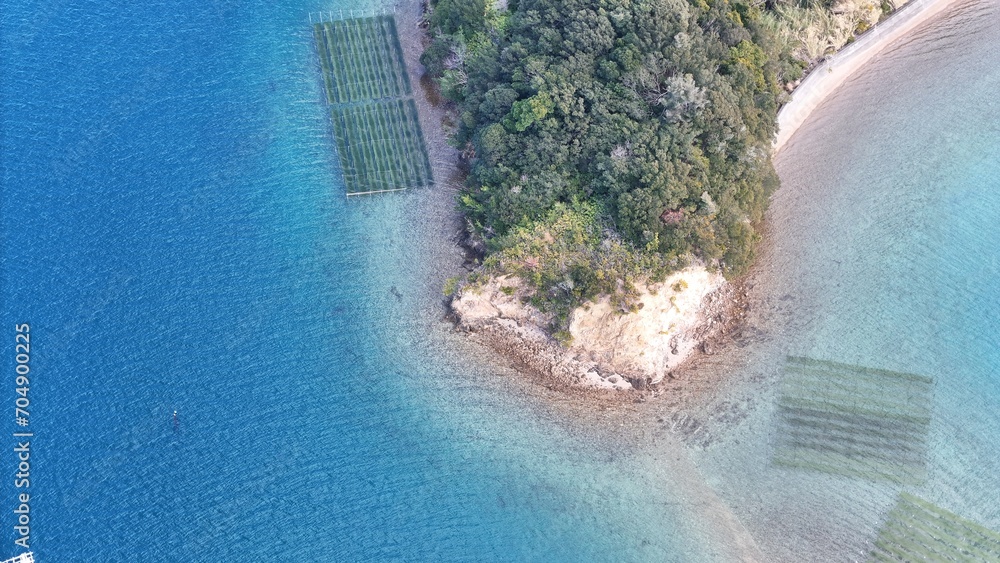 Bird eye view of small island in a bay