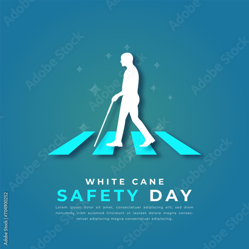 White Cane Safety Day Paper cut style Vector Design Illustration for Background, Poster, Banner, Advertising, Greeting Card