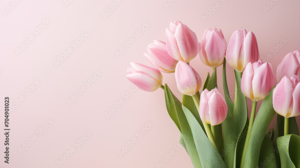 Light pink tulip bouquet on a plain background Light pink tulip bouquet on a plain background