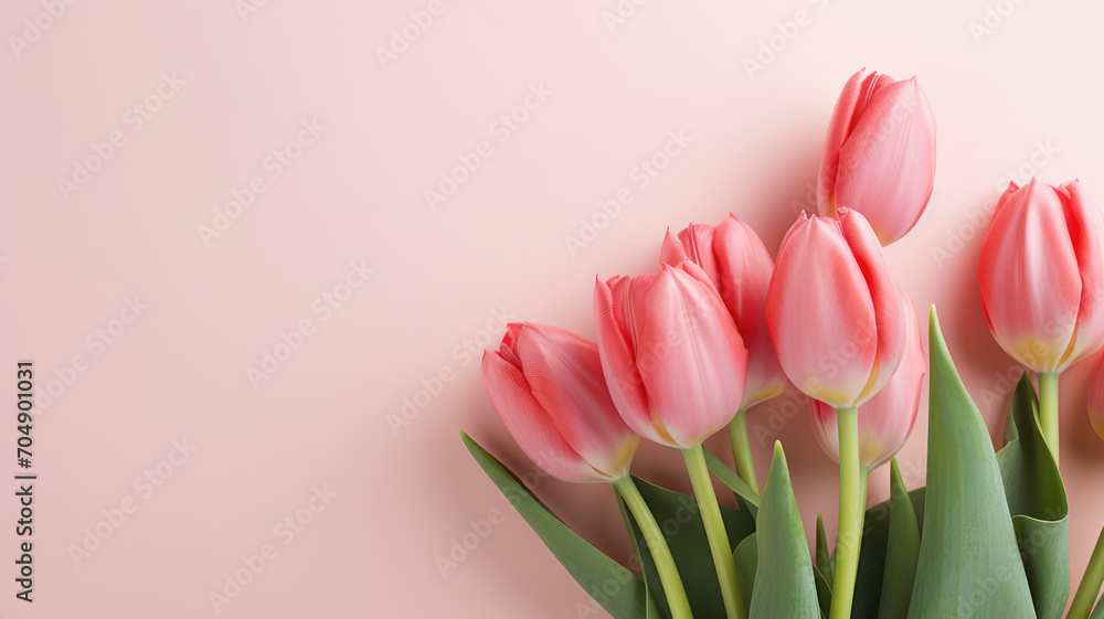 Light pink tulip bouquet on a plain background Light pink tulip bouquet on a plain background