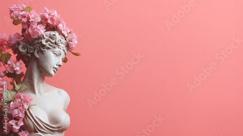 Statue of a woman with flowers