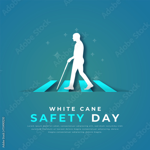 White Cane Safety Day Paper cut style Vector Design Illustration for Background, Poster, Banner, Advertising, Greeting Card