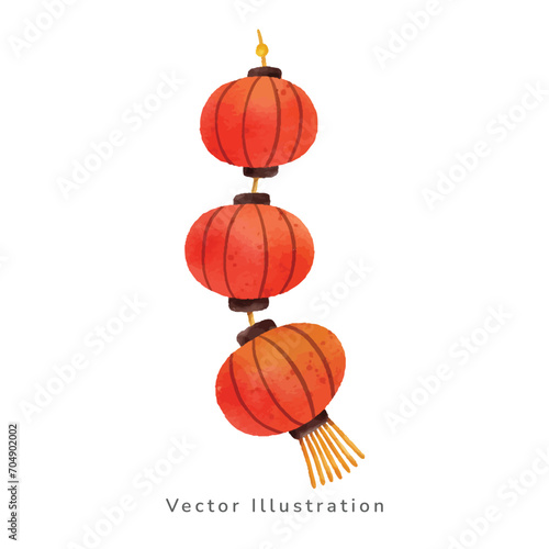 watercolor Chinese lanterns. 