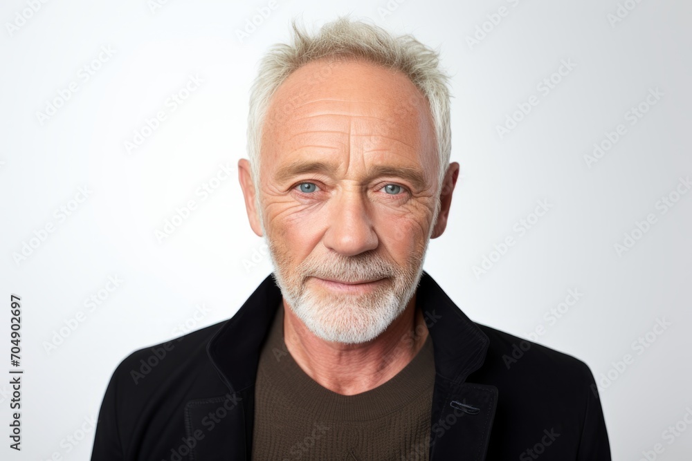 Portrait of a senior man with grey hair on white background. Portrait of a senior man with grey hair on white background.