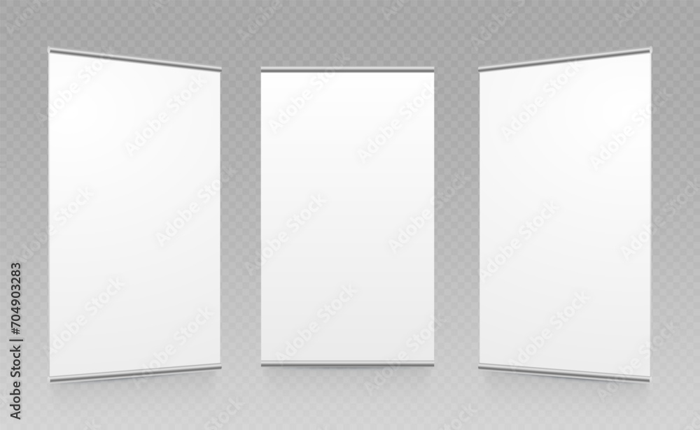 Blank advertisement banner. Vertical street poster billboard mockup in different position. Here can be your advertising. Vector illustration Blank advertisement banner. Vertical street poster billboard mockup in different position. Here can be your advertising. Vector illustration