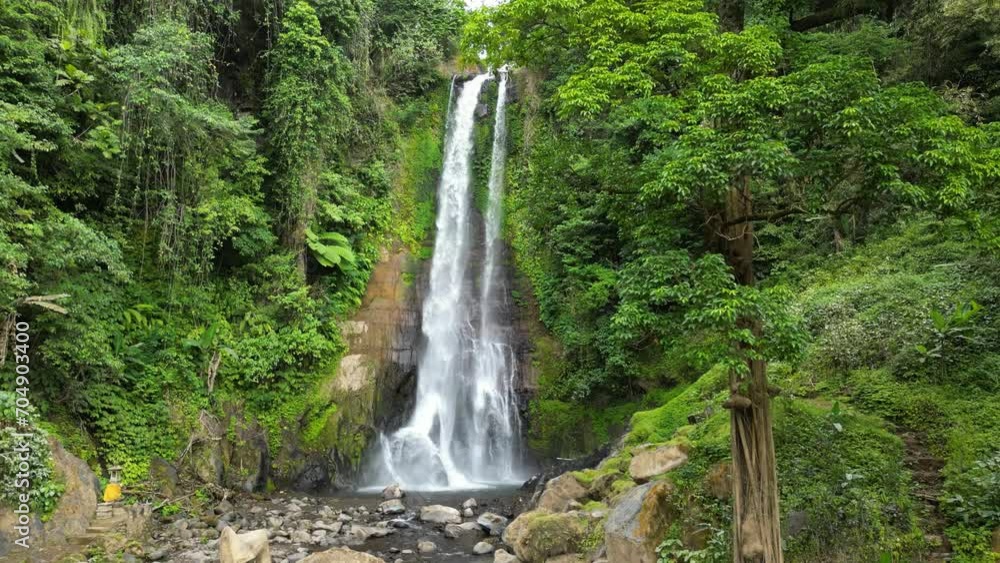 Aerial view of GitGit waterfall in Bali island, Indonesia Aerial view of GitGit waterfall in Bali island, Indonesia