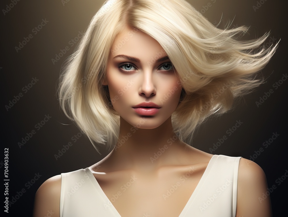 haircut model at studio in fashion style at photography fashion, hair, beauty