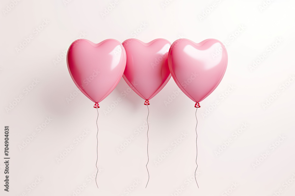 pink heart shaped balloons, Valentine's day banner 